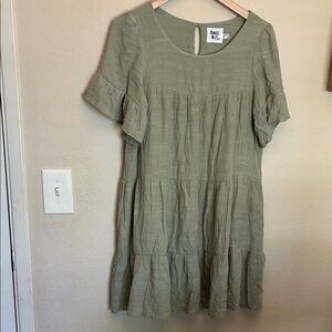 Princess Polly Sage Green Tiered Mini Dress